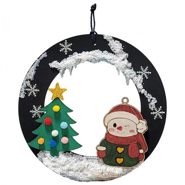 크리스마스 눈사람트리 하드보드 리스 만들기