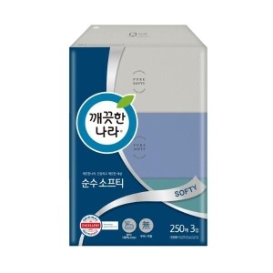 깨끗한나라 순수소프티 미용티슈(1팩/250매*3개입/깨끗한나라)