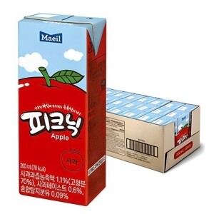 피크닉 사과맛 음료, 200ml, 24개 - 로켓배송