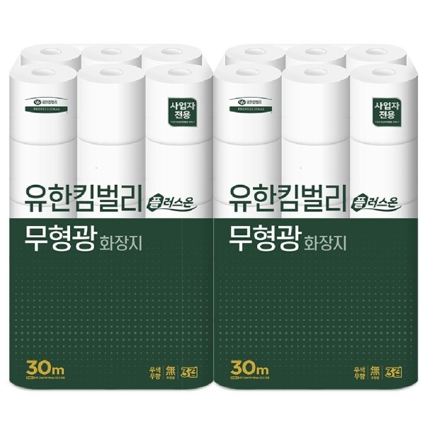 [신상품 특가전] [신제품][유한킴벌리] 무형광 플러스온 3겹 화장지 30m 30롤 2팩