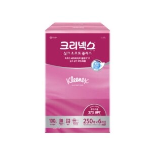 크리넥스 실크소프트 플러스 각티슈 250매X6개입 휴지