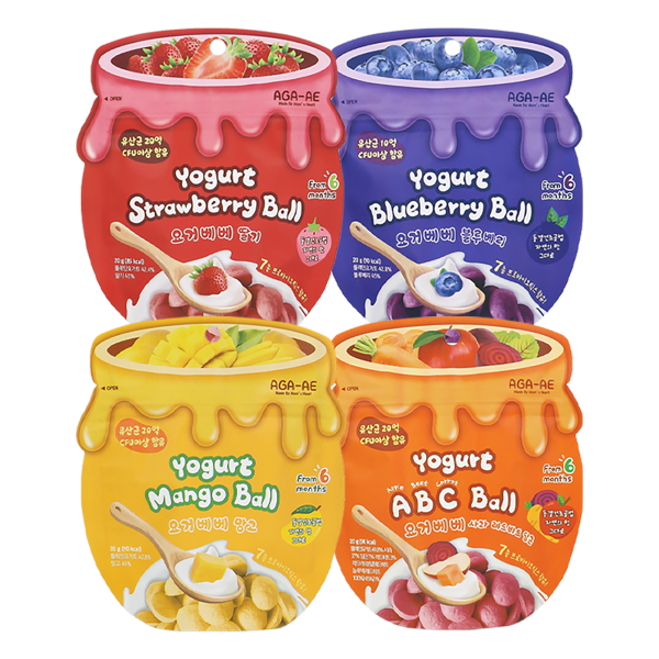 아가애 요거베베 요거트볼 요거트과자 4종 20개 세트 (망고 5+ABC 5+딸기 5+블루베리 5)