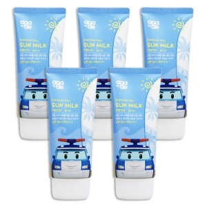 아가애 로보카폴리 썬밀크 프레쉬 80ml 키즈 순한 선크림 5개 세트