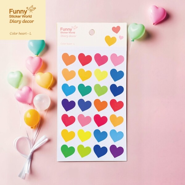 퍼니스티커 H003.1P 컬러하트1 PVC 다이어리데코 스티커