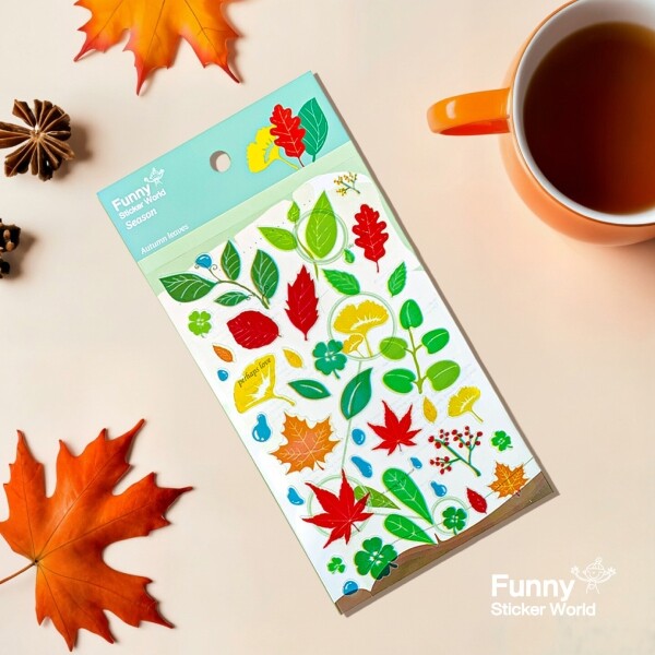 퍼니스티커 Z822 문장위 나뭇잎 PVC 시즌 스티커