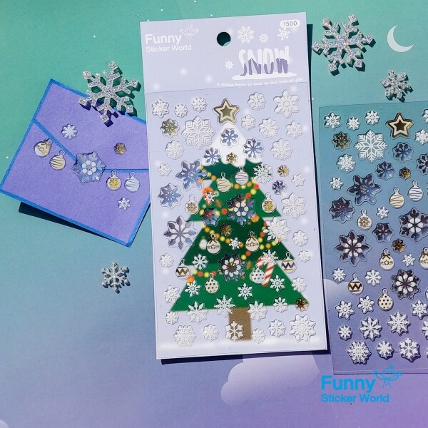 퍼니스티커 EP-203 눈꽃 트리 에폭시 스티커