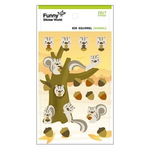 [가을/추석놀이 기획전] 퍼니스티커 826 SQUIRREL 다람쥐 펠트 스티커